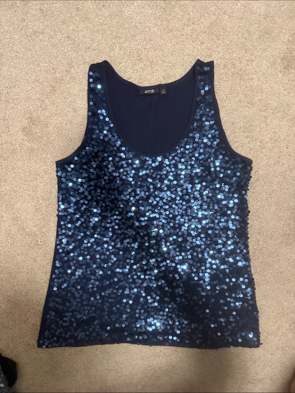 Apt. 9 Navy Blue Sequin Scoop Neck Tank